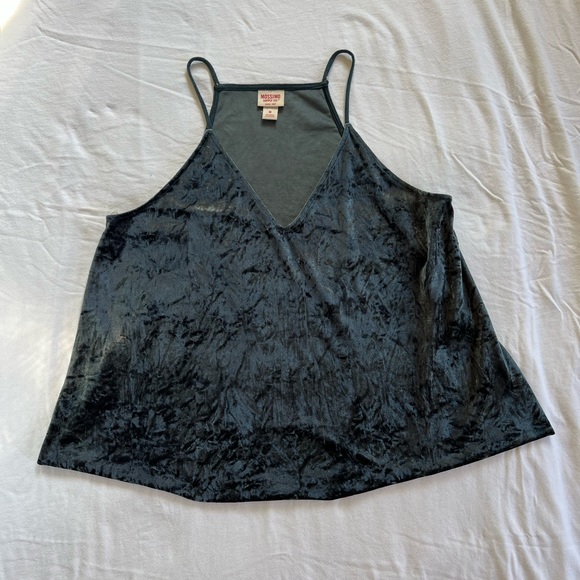 Crushed velvet semi-halter tank (deep teal) - Picture 1 of 2